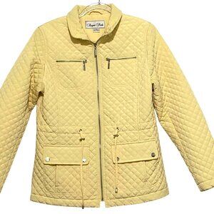 Regent Park Quilted‎ Jacket Womens S Butter Yellow Pastel Academia Old Money